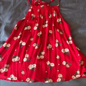 Red with flowers blouse